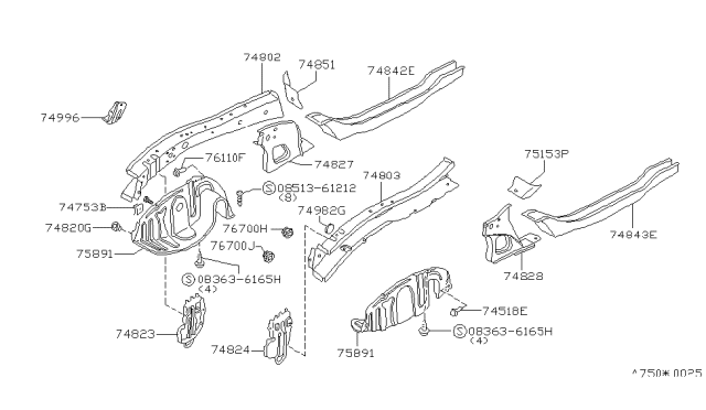 1983 Nissan Pulsar NX Member & Fitting Diagram