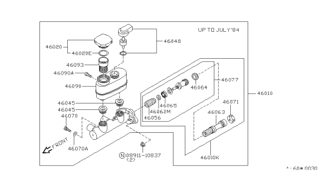 1984 Nissan Pulsar NX Piston Primary Diagram for 46063-03R07