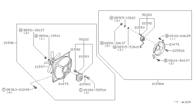 1983 Nissan Pulsar NX SHROUD Assembly Diagram for 21483-38M00