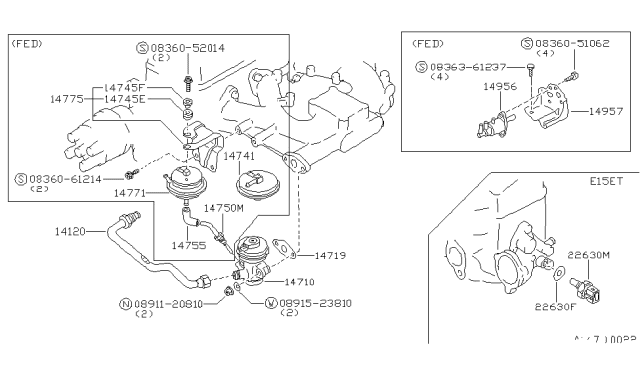 1984 Nissan Pulsar NX Valve EGR Control Diagram for 14710-15M00