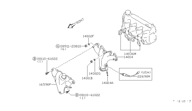 1983 Nissan Pulsar NX Heated Oxygen Sensor Diagram for 22690-P6500