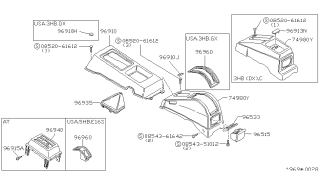 1985 Nissan Pulsar NX Console Box Diagram