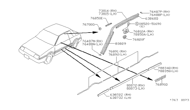 1984 Nissan Pulsar NX Strip-Turbo Diagram for 97861-38M00