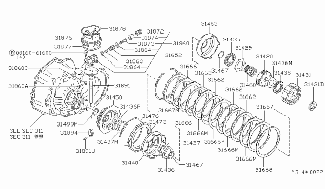 1984 Nissan Pulsar NX Carrier-Rear Diagram for 31440-01X03