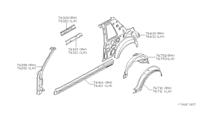 1983 Nissan Pulsar NX Body Side Panel Diagram 3