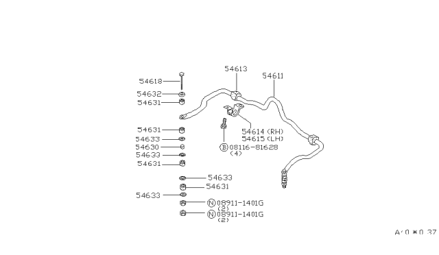 1984 Nissan Pulsar NX Bar-Stabilizer Diagram for 54611-01MP1