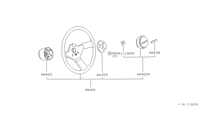 1984 Nissan Pulsar NX Emblem Diagram for 48423-02M00