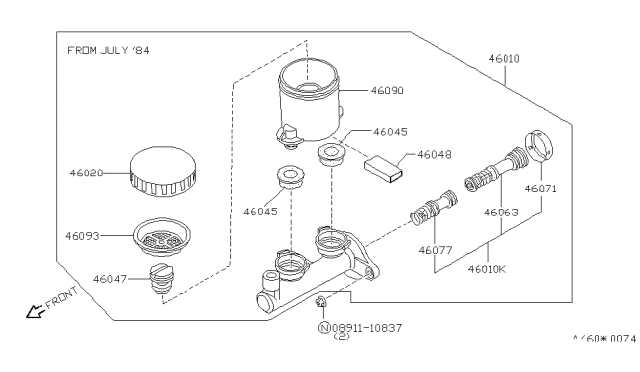 1985 Nissan Pulsar NX Brake Master Cylinder Diagram 2