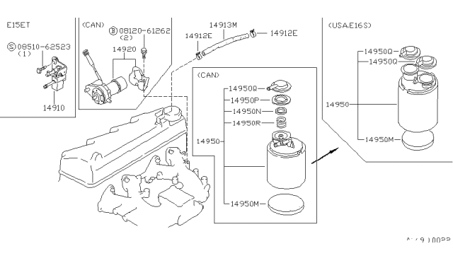 1984 Nissan Pulsar NX CANISTER-Vapor Diagram for 14950-H9900