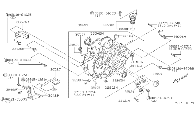 1985 Nissan Pulsar NX Transmission Case & Clutch Release Diagram 1