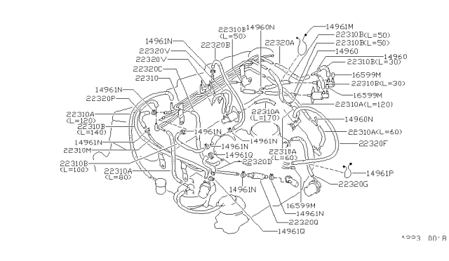 1984 Nissan Pulsar NX Hose Vacuum Control Diagram for 22320-33M60