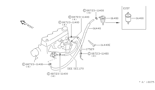 1984 Nissan Pulsar NX Fuel Strainer & Fuel Hose Diagram