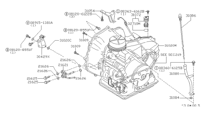 1985 Nissan Pulsar NX Auto Transmission,Transaxle & Fitting Diagram