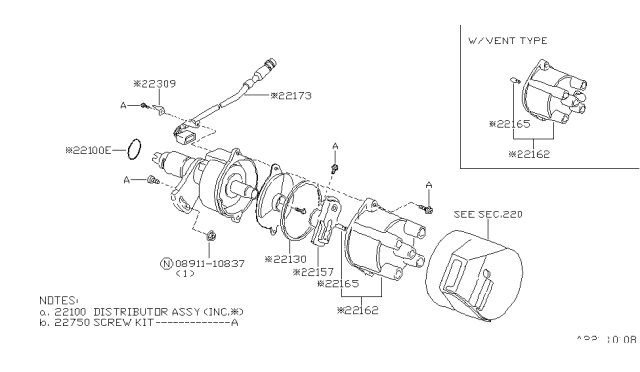 1983 Nissan Pulsar NX Distributor & Ignition Timing Sensor Diagram 2