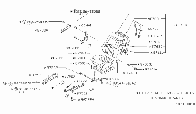 1985 Nissan Pulsar NX Cover-End S/FRM R Diagram for 87512-08A00