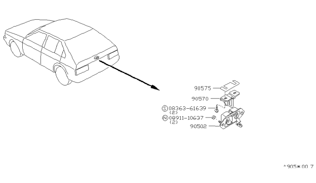 1984 Nissan Pulsar NX SHIM Adjusting Diagram for 90512-01M00