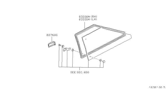 1984 Nissan Pulsar NX WEATHERSTRIP-R Diagram for 83832-21M00