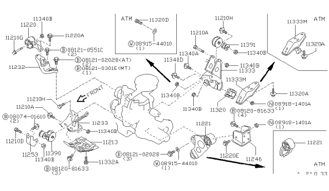 1986 Nissan Pulsar NX Engine & Transmission Mounting Diagram