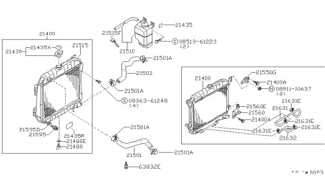 1984 Nissan Pulsar NX Radiator Assy Diagram for 21460-36A01