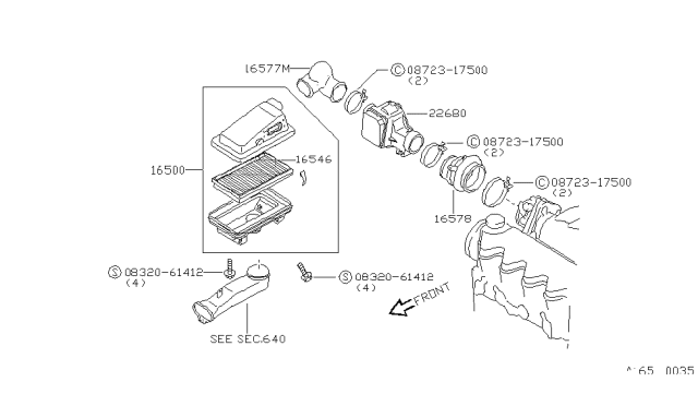 1984 Nissan Pulsar NX Hose Air Duct A Diagram for 16577-17M00