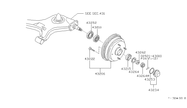 1983 Nissan Pulsar NX Drum Brake Rear Diagram for 43202-04A00