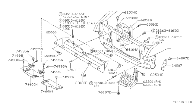 1985 Nissan Pulsar NX Plate Air Guide Diagram for 92950-31M00