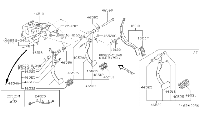 1986 Nissan Pulsar NX Brake & Clutch Pedal Diagram