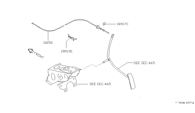 1985 Nissan Pulsar NX Accelerator Wire Diagram for 18201-37M10