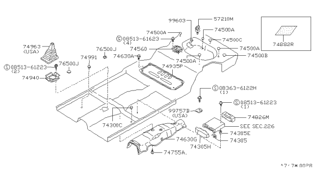 1984 Nissan Pulsar NX Floor Fitting Diagram