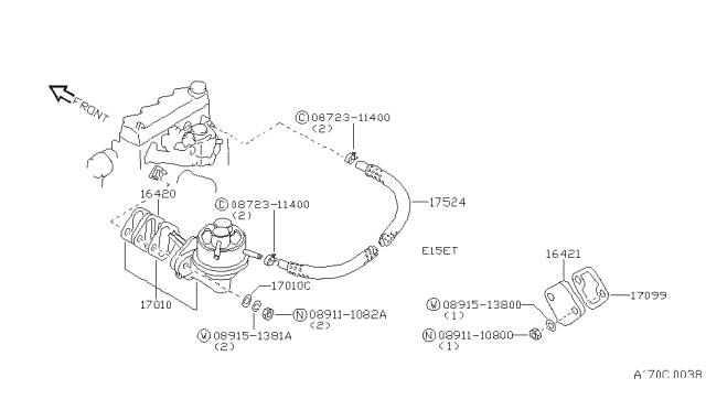 1985 Nissan Pulsar NX Fuel Pump Assembly Diagram for 17010-36A25