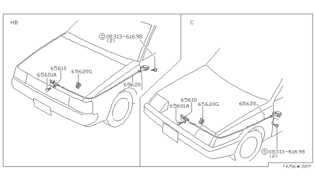 1983 Nissan Pulsar NX Hood Lock Control Diagram