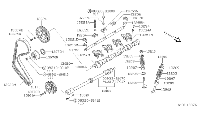 1984 Nissan Pulsar NX Bolt Shaft&Cover Diagram for 13224-17M00