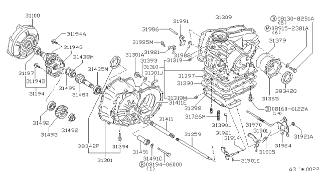 1984 Nissan Pulsar NX Torque Converter Diagram for 31100-01X20