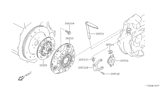 1984 Nissan Pulsar NX Clutch Cover,Disc & Release Parts Diagram