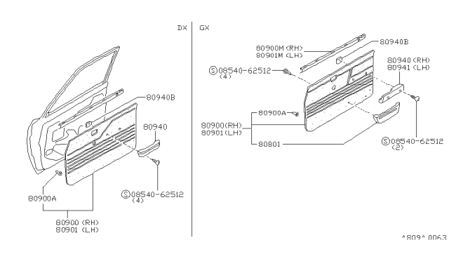 1983 Nissan Pulsar NX Front Door Trimming Diagram 1