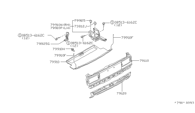 1983 Nissan Pulsar NX Holder Rear PARC Diagram for 79915-01M00