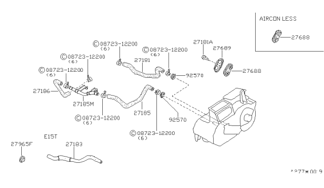 1983 Nissan Pulsar NX Hose Water Heater Diagram for 92400-04A00