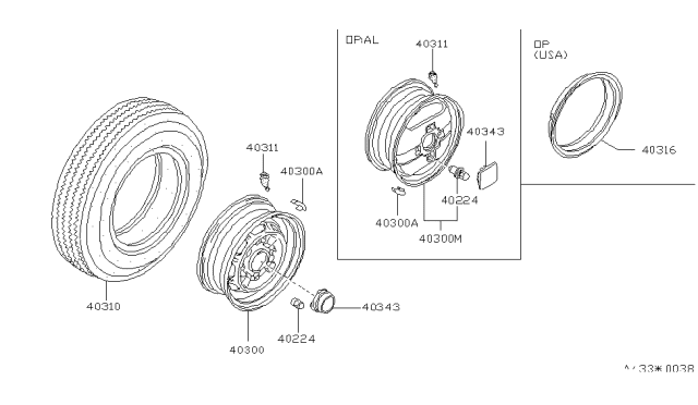 1983 Nissan Pulsar NX Disc Wheel Ornament Diagram for 40315-06M15