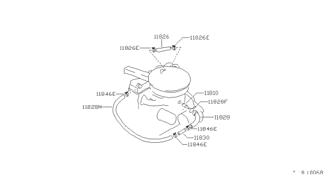 1984 Nissan Pulsar NX Evaporation Control Hose Diagram for 11828-17M00