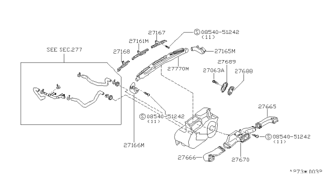 1983 Nissan Pulsar NX Duct Air Vent Diagram for 27860-06M15