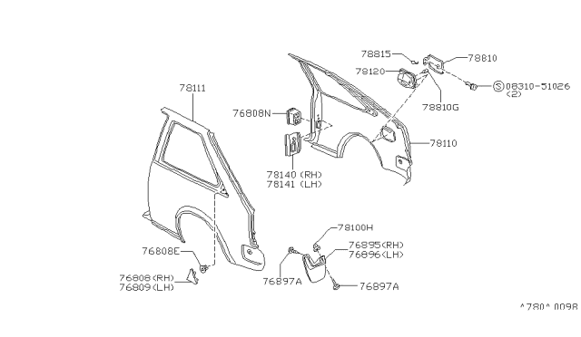 1985 Nissan Pulsar NX Rear Fender & Fitting Diagram 1