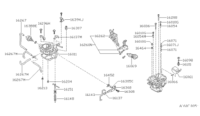 1986 Nissan Pulsar NX Jet-Richer Diagram for 16033-12M11