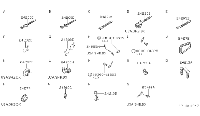 1984 Nissan Pulsar NX Clip Diagram for 24226-01A01