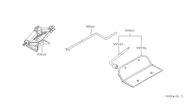 1986 Nissan Pulsar NX Tool Set Std Diagram for 99501-89905