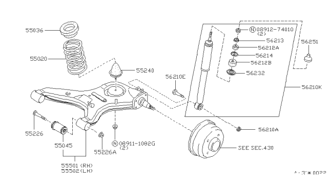 1983 Nissan Pulsar NX Shock ABSORBER Kit Diagram for 56210-31M25