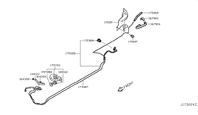 2014 Nissan Rogue Clip Diagram for 17572-JG000