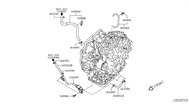 2014 Nissan Rogue Auto Transmission,Transaxle & Fitting Diagram 4