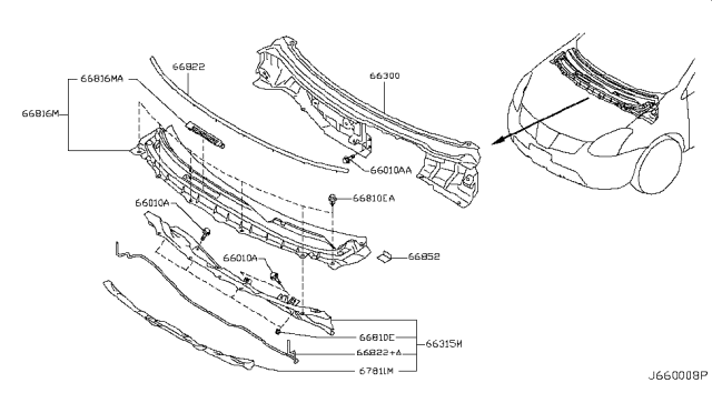 2010 Nissan Rogue Upper Diagram for 67811-JM00A