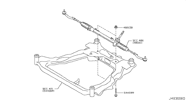 2009 Nissan Rogue Steering Gear Mounting Diagram