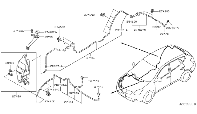 2009 Nissan Rogue Hose-Washer Diagram for 28940-VW001